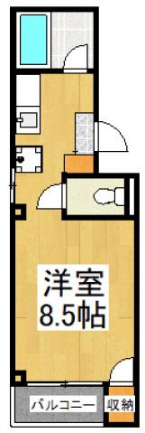 第二長縄ビル(ワンルーム/4階)の間取り写真