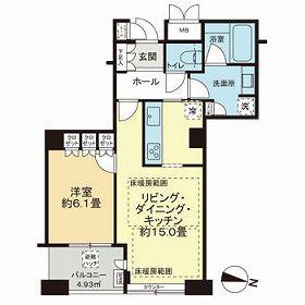 Dグラフォート大阪NYタワー肥後橋(1LDK/15階)の間取り写真