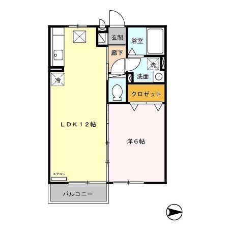 ロワール(1LDK/2階)の間取り写真