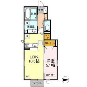 TREE TOP B(1LDK/1階)の間取り写真
