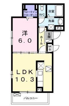 ブリーズガーデンII(1LDK/1階)の間取り写真