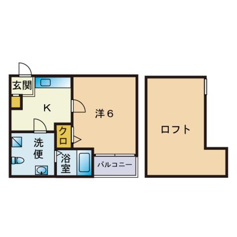 セントラルコート室見(1K/2階)の間取り写真