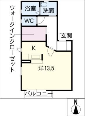 エスポワール(ワンルーム/2階)の間取り写真