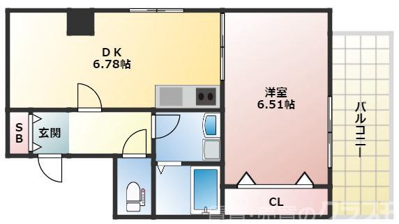 ヴィヴァーチェ2番館(1DK/7階)の間取り写真