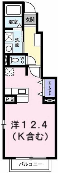 アルバーダB(ワンルーム/1階)の間取り写真