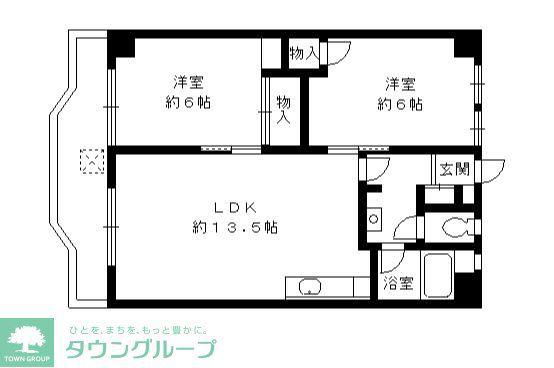 第一横尾ビル(2LDK/4階)の間取り写真