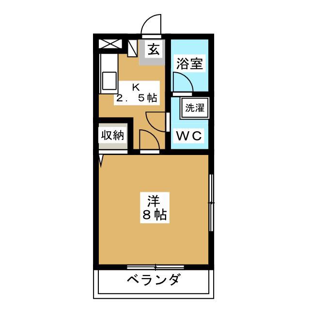 フルリール(1K/1階)の間取り写真