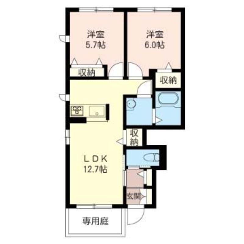 フェアウェイ(2LDK/1階)の間取り写真
