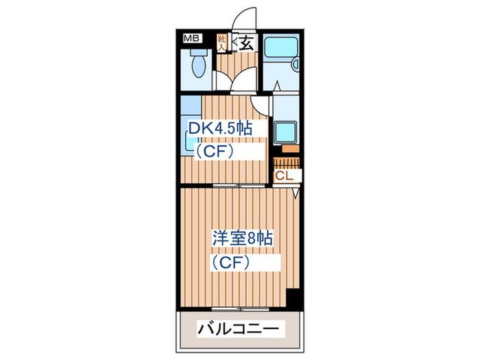 サンビレッジ(1DK/7階)の間取り写真