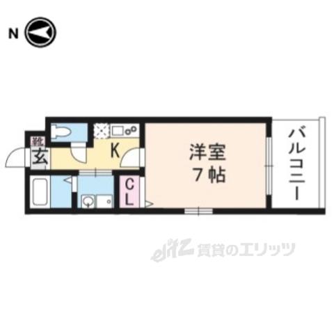 グランディール御所北(1K/2階)の間取り写真