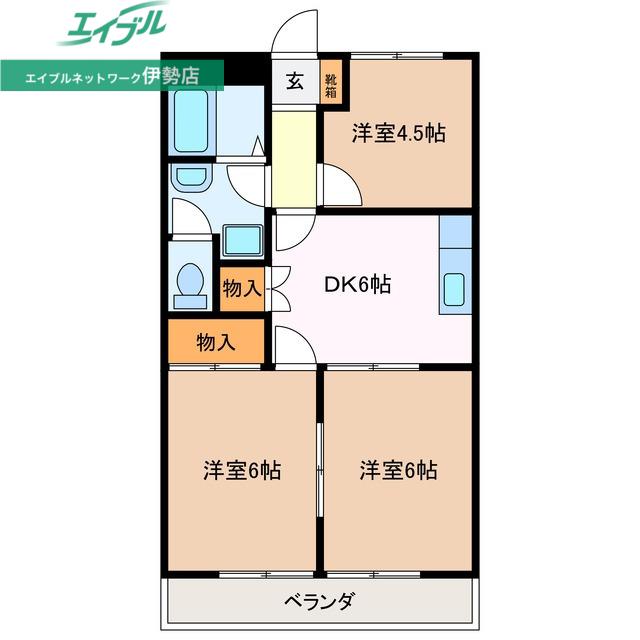 コーポロイヤル(3DK/1階)の間取り写真