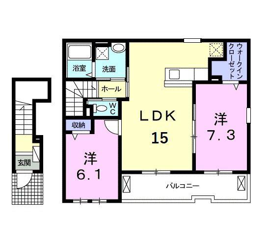 クレストメゾンI(2LDK/2階)の間取り写真