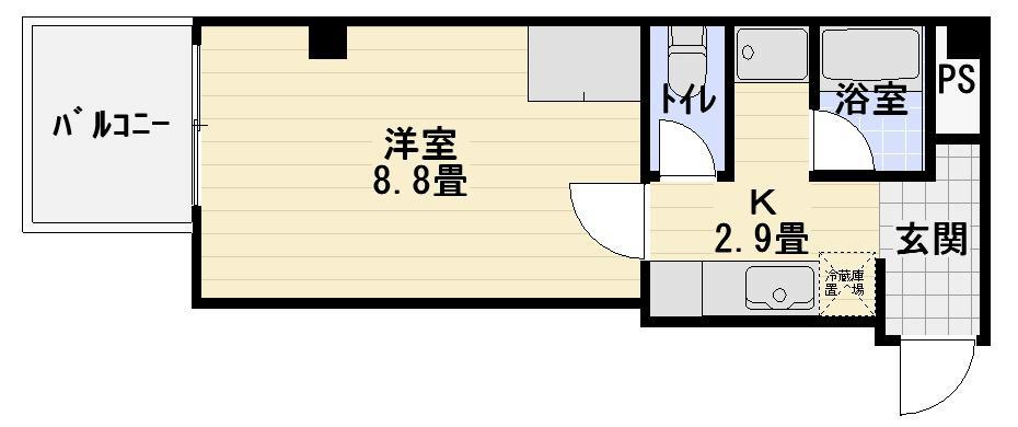 稲川うおとう(1K/3階)の間取り写真