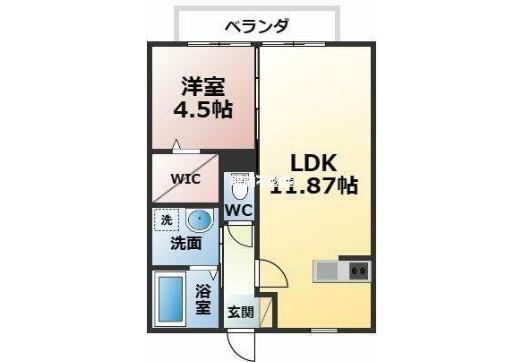 レーブフラッツ(1LDK/1階)の間取り写真