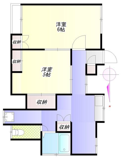 吉田荘(2SK/1階)の間取り写真