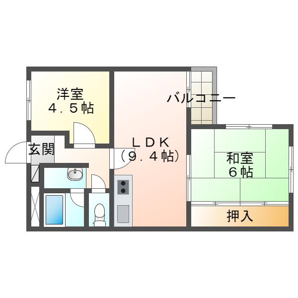 ファミリーハイツ舞子台(2LDK/1階)の間取り写真