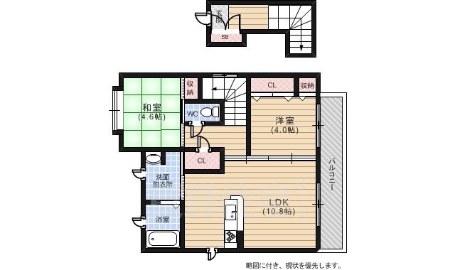 シャーメゾン沙羅ノ木 Ⅱ棟(2LDK/2階)の間取り写真