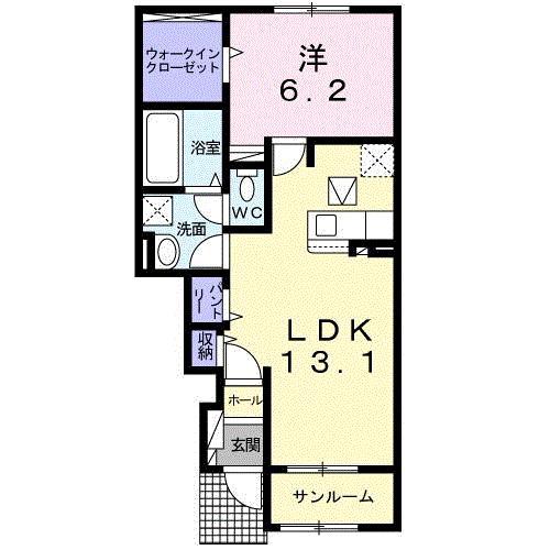 ヴェール ポポラ(1LDK/1階)の間取り写真