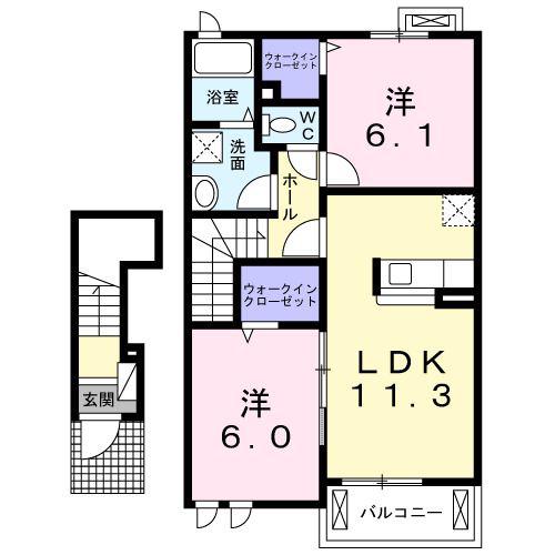 ウエストM(2LDK/2階)の間取り写真
