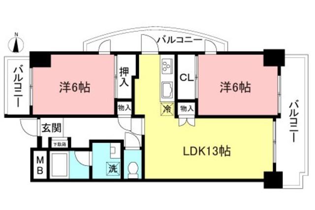 モアマヌアール(2LDK/2階)の間取り写真