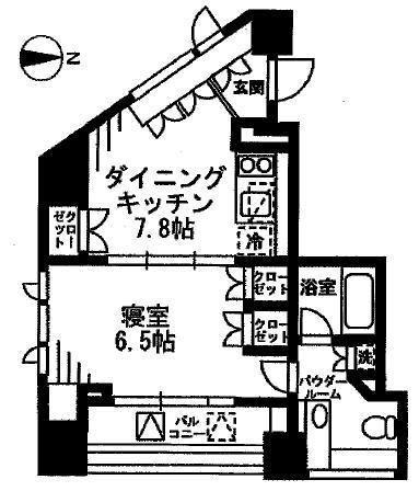 プライムアーバン四谷外苑東(1DK/15階)の間取り写真
