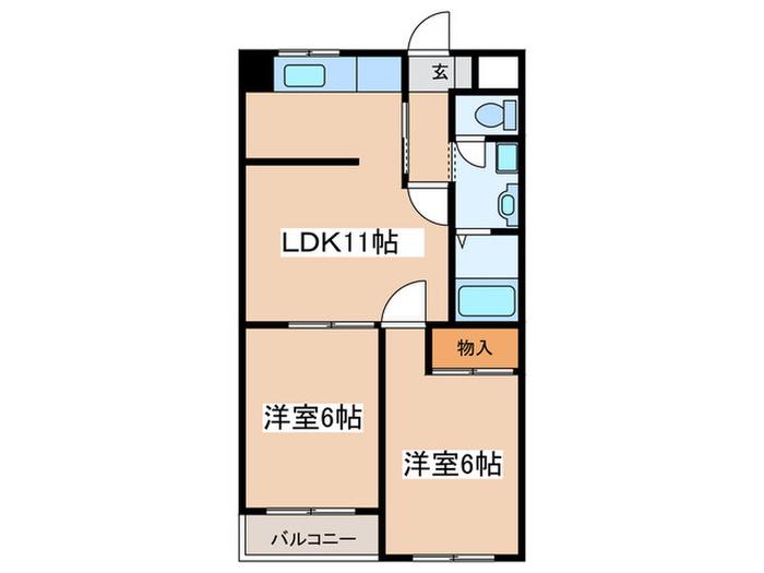 メイプル千代田(2LDK/4階)の間取り写真