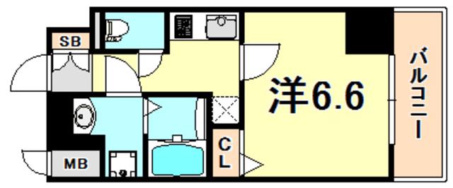 プレサンス神戸元町ミューズ(1K/13階)の間取り写真