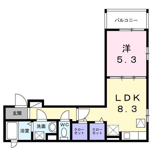 SCIMIA LUCE(1LDK/1階)の間取り写真