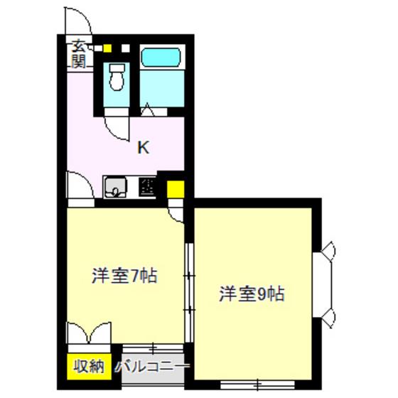 シティーパレス中居(2K/3階)の間取り写真