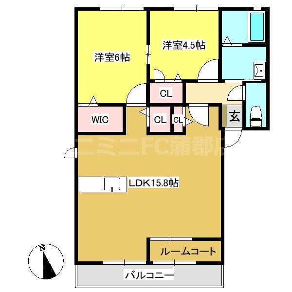 グランデイジ栄I(2LDK/1階)の間取り写真