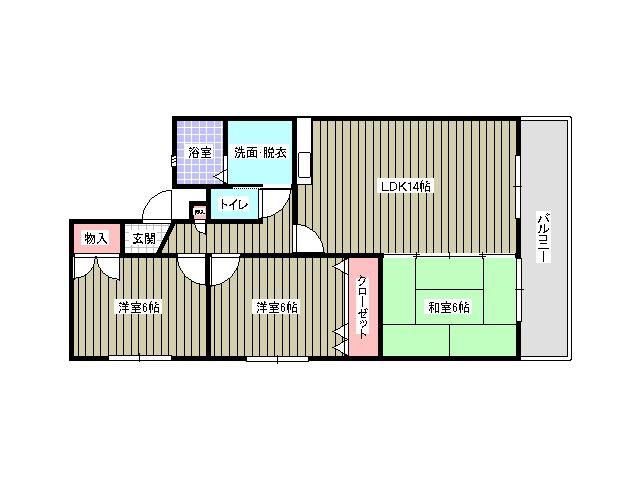 エルスール小原川 I番館(3LDK/3階)の間取り写真