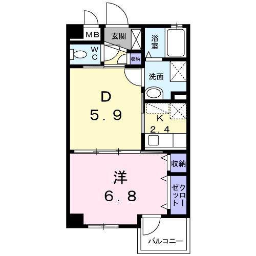 高松マナーハウス(1DK/3階)の間取り写真