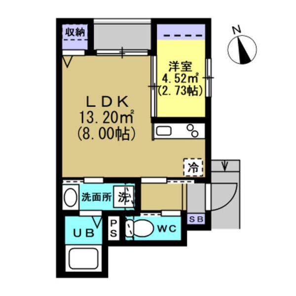 グランドール若林I(1LDK/1階)の間取り写真