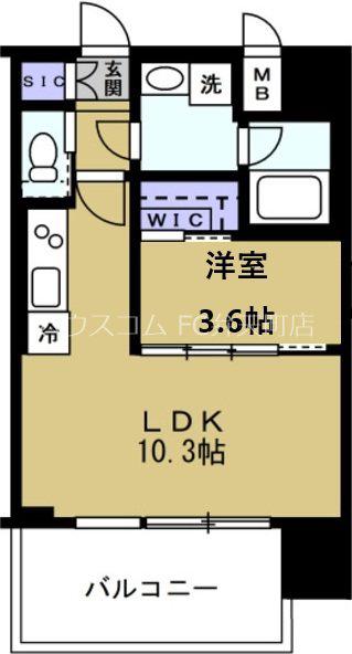 プレジオ弁天町EURO(1LDK/11階)の間取り写真