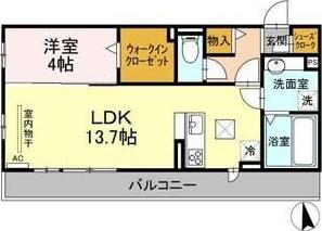 リマーニ池下(1LDK/1階)の間取り写真