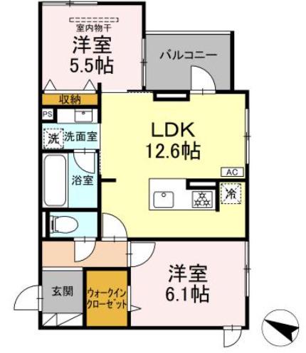 LUMIEREルミエール(2LDK/2階)の間取り写真