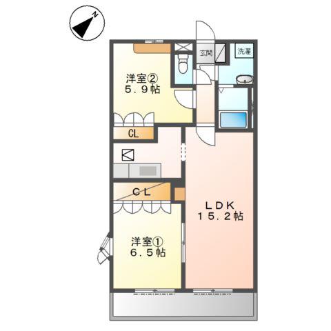SUN FOREST(2LDK/1階)の間取り写真