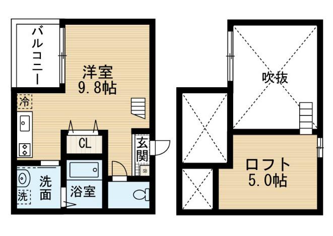 アソシエ21(1K/1階)の間取り写真
