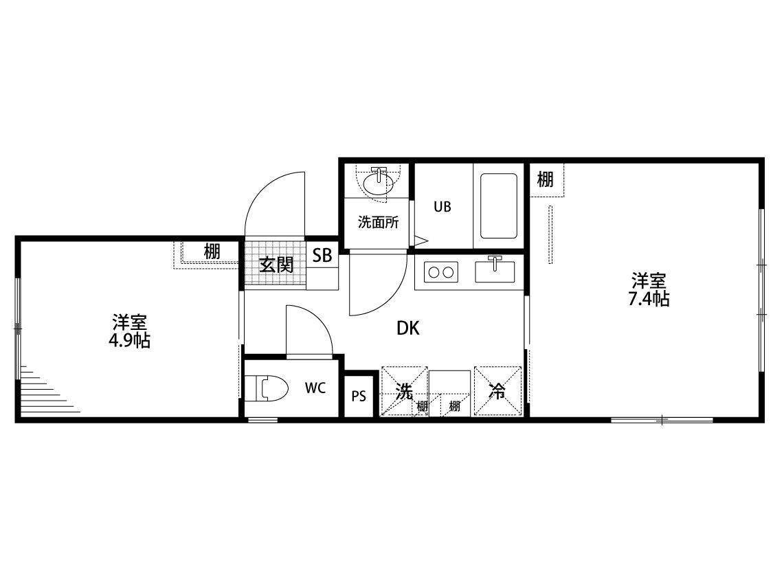 新町コーポ(2K/3階)の間取り写真