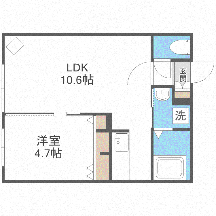 ティファーレ白石(1LDK/3階)の間取り写真
