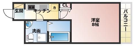 SERENITE江坂四番館(1K/4階)の間取り写真