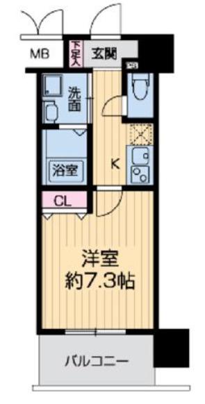 エス・キュート城東中央(1K/3階)の間取り写真