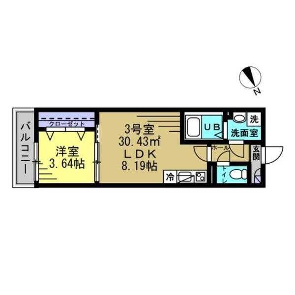 アルベロ新検見川(1LDK/3階)の間取り写真