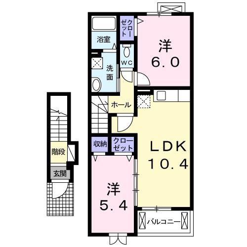 フェニックス(2LDK/2階)の間取り写真