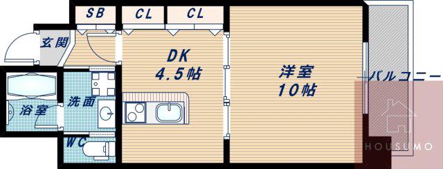 ベリーモンテ新大阪(1DK/12階)の間取り写真