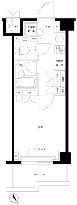 ルーブル目黒不動前(1K/2階)の間取り写真