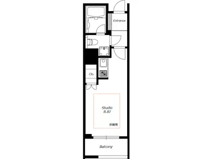 白金タワー(ワンルーム/5階)の間取り写真