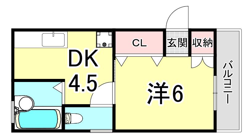 セジュール舞子(1DK/1階)の間取り写真