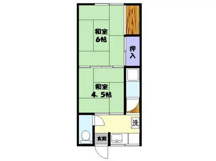 坂本アパート(2K/1階)の間取り写真
