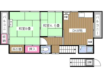ＪＲ京浜東北線 赤羽駅 徒歩10分 2階建 築60年(2DK/2階)の間取り写真